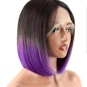 COPY - Human hair purple reverse ombre bob